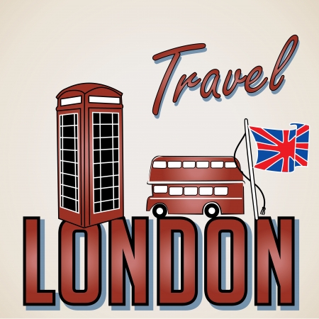 a london icon with some text, bus and a phoneのイラスト素材