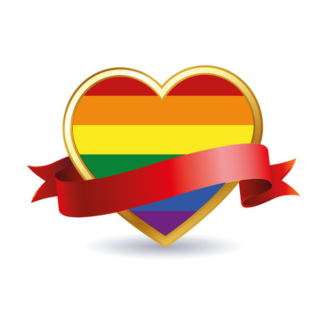 a colored lgbt heart with a red ribbonのイラスト素材