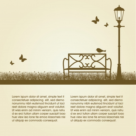 silhouettes of a lamp and a chair in a parkのイラスト素材