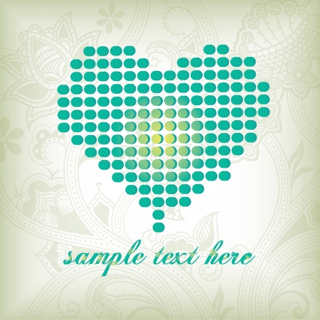 a composed blue heart with circles in white backgroundのイラスト素材