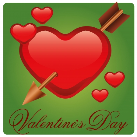 some hearts and one arrow and text for valentine dayのイラスト素材