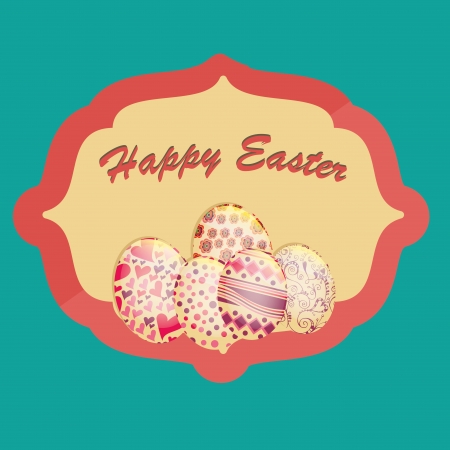 five easter eggs with different textures inside an icon with textのイラスト素材