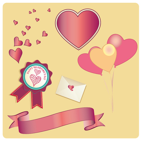 a lot of elements related to valentine's dayのイラスト素材
