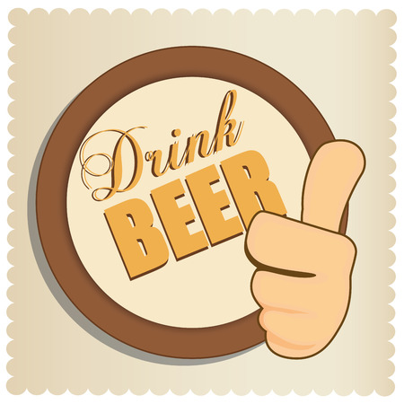 a brown icon with some text and a handのイラスト素材