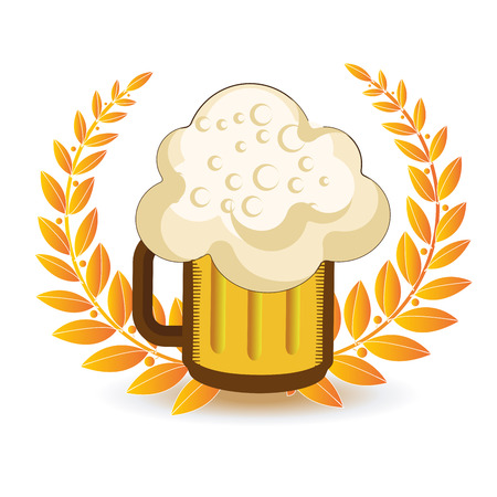 a glass with beer and foam and olivesのイラスト素材