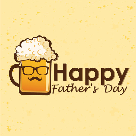a glass of beer with a mustache and glasses for father's dayのイラスト素材