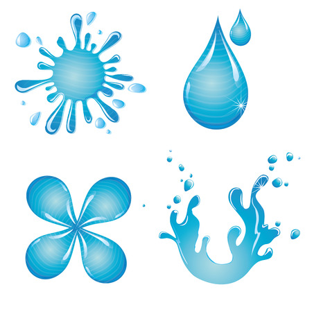 four different drops of mineral water with some textureのイラスト素材