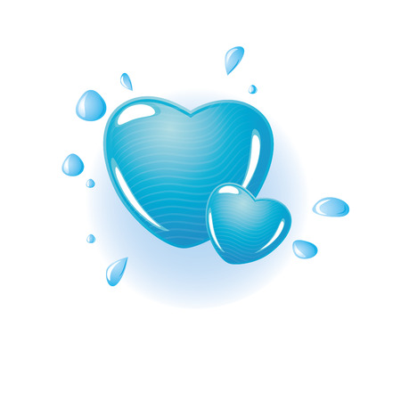 a couple of drops of water in heart shapesのイラスト素材