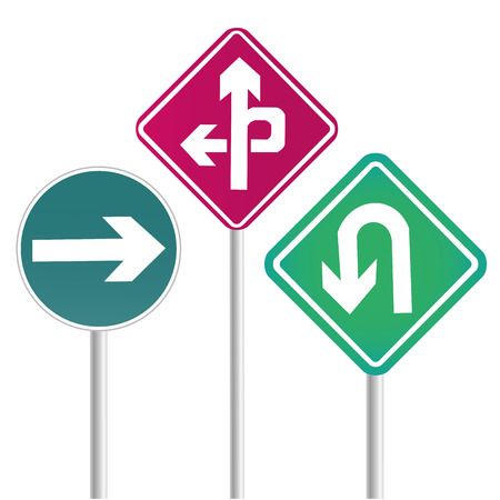 three colored transit signals with some arrows in itのイラスト素材