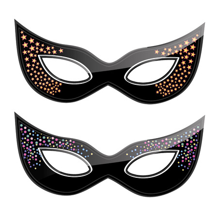 a pair of black carnival masks with some textures in themのイラスト素材