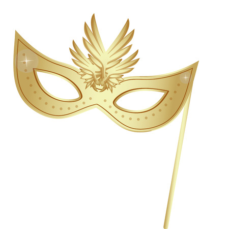 a golden carnival mask with some ornaments in itのイラスト素材