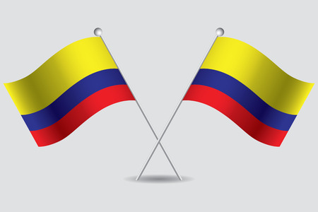 a pair of colombian flags in a grey backgroundのイラスト素材