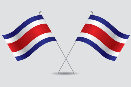 a pair of flags of costa rica in grey backgroundのイラスト素材