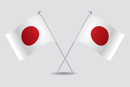 a pair of japanese flags in grey backgroundのイラスト素材