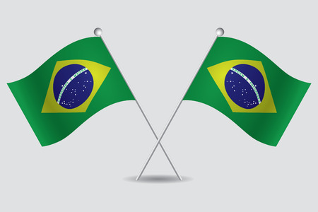 a pair of brazilian flags in grey backgroundのイラスト素材
