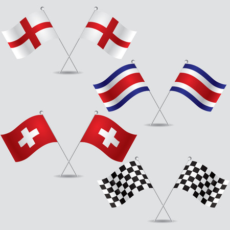 a lot of flags of goals, england, costa rica and switzerland in grey backgroundのイラスト素材