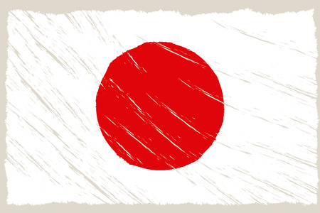 the japanese flag with some grunge texturesのイラスト素材
