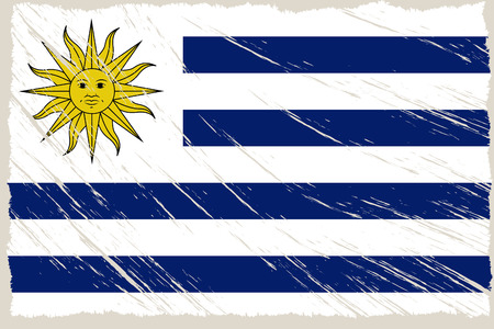 the flag of uruguay with some grunge texturesのイラスト素材