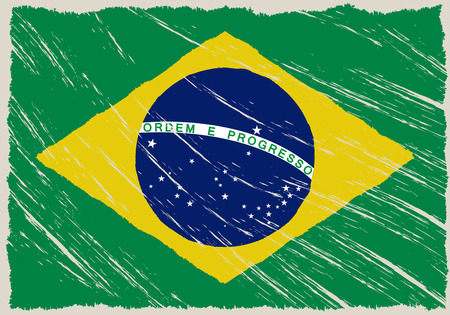 the brazilian flag with some grunge texturesのイラスト素材