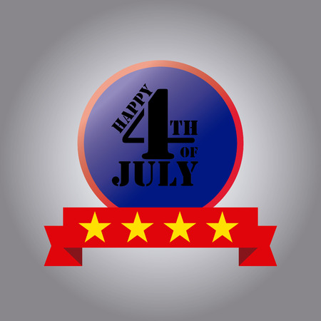 a blue button with some text and a ribbon with starsのイラスト素材