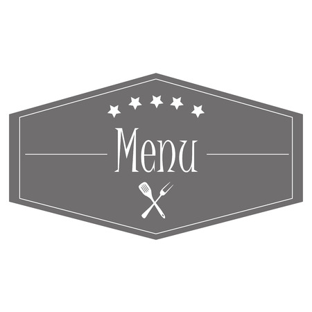a grey icon with some text and utensils for menu designのイラスト素材
