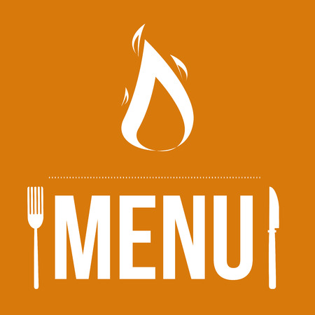 a white flame and some text with utensils for menu designのイラスト素材