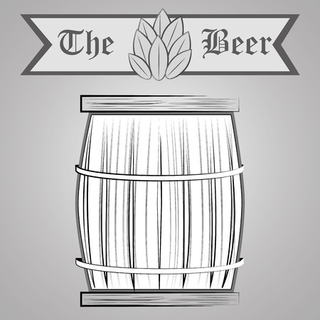 Hand draw barrel with a ribbon and some textのイラスト素材