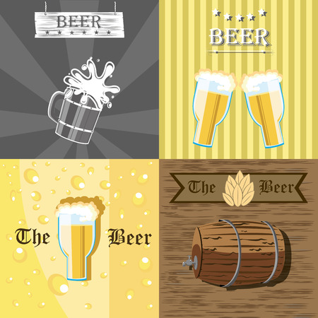 Four different images with some beverages elementsのイラスト素材