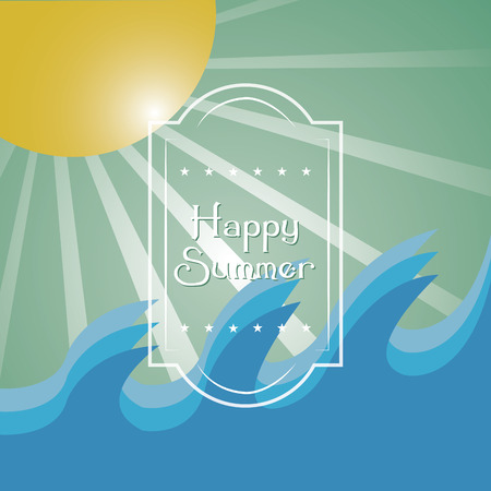 some waves and a sun with some textのイラスト素材