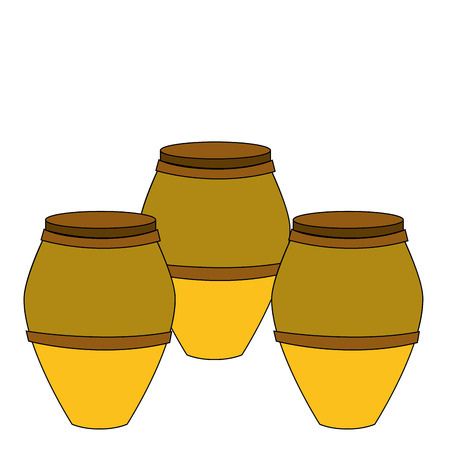 three colored bongos in a white backgroundのイラスト素材