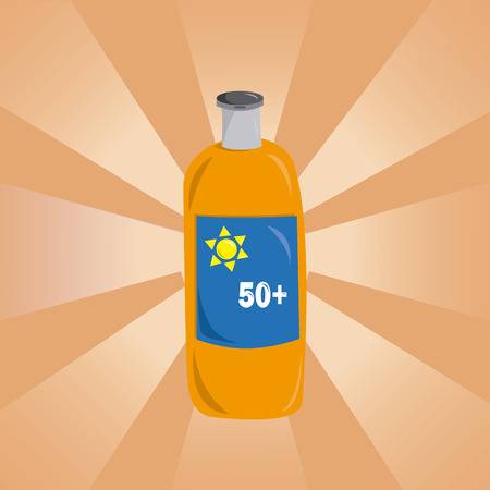 a sunscreen bottle in an orange backgroundのイラスト素材