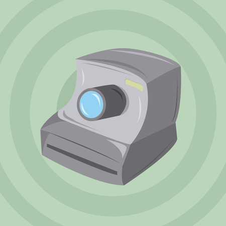a grey camera in a green backgroundのイラスト素材