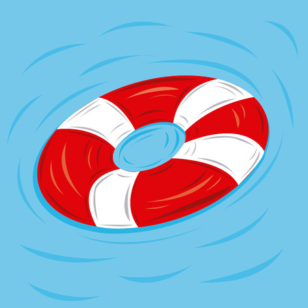 a colored lifesaver on the water with some wavesのイラスト素材