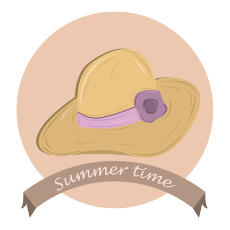 a hat with a flower and a ribbon for summerのイラスト素材