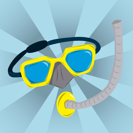 a colored snorkel in a blue backgroundのイラスト素材