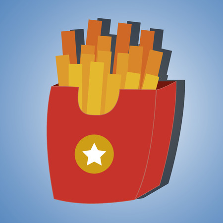 a portion of french fries in a blue backgroundのイラスト素材
