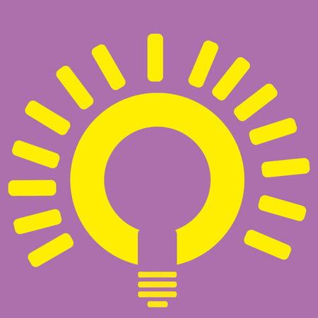 a yellow lightbulb in a purple backgroundのイラスト素材
