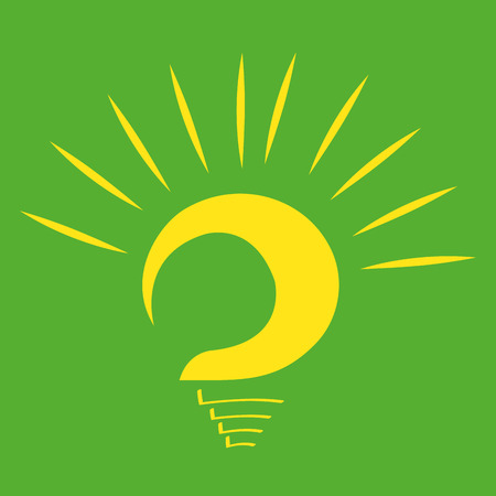 a yellow lightbulb in a green backgroundのイラスト素材