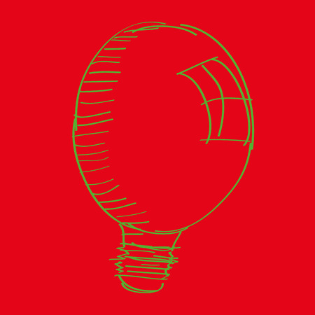 a hand-drawn lightbulb in a red backgroundのイラスト素材