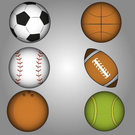 a set of sports ball in a grey backgroundのイラスト素材