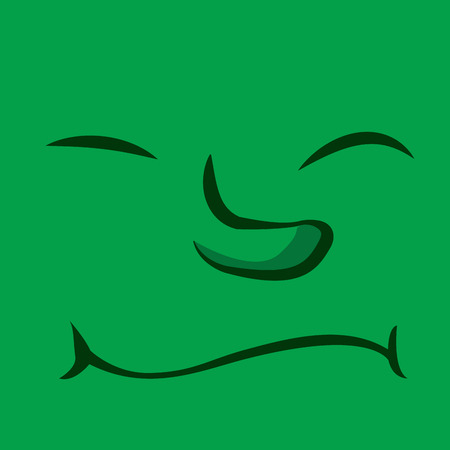an asleep face expression in a green skinのイラスト素材