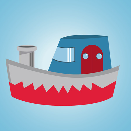 an isolated colorful boat on a blue backgroundのイラスト素材