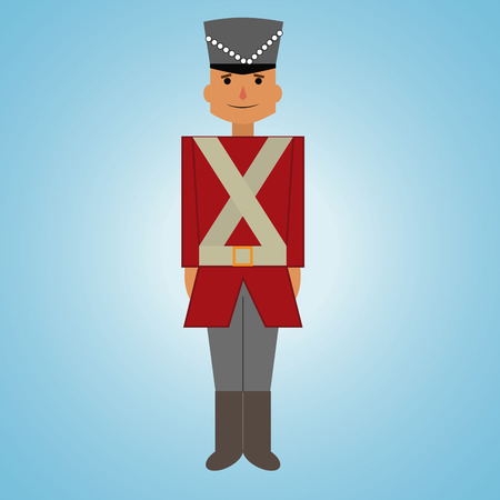 a nutcracker soldier toy on a blue backgroundのイラスト素材