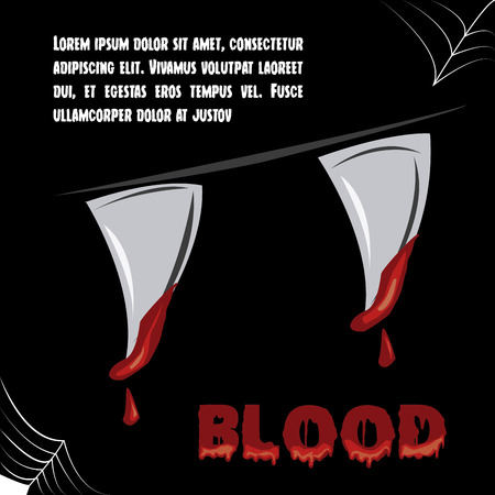a pair of fangs with blood on a black backgroundのイラスト素材