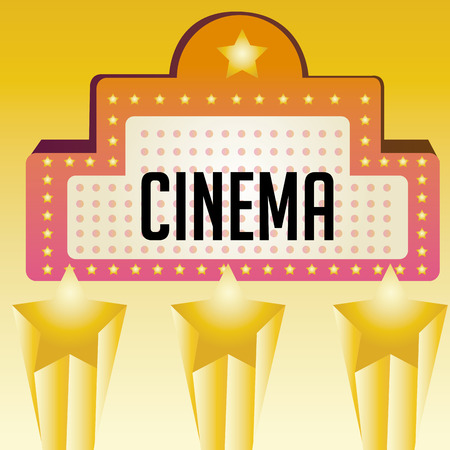 a shiny entrance sign for cinema on a yellow backgroundのイラスト素材