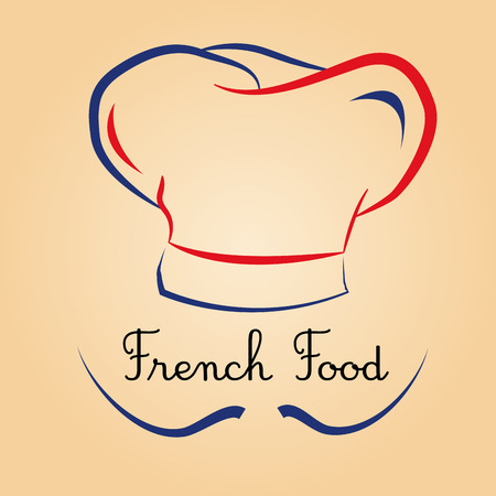 a chef hat, a mustache and some text for menu designのイラスト素材