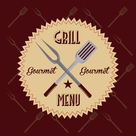 a yellow icon with a pair of utensils and some text for menu designのイラスト素材