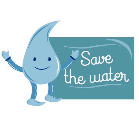 a happy drop of water and a messageのイラスト素材