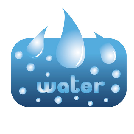 a blue label with some text, bubbles and drops of waterのイラスト素材