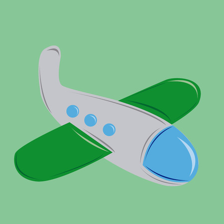 a grey airplane on a green backgroundのイラスト素材